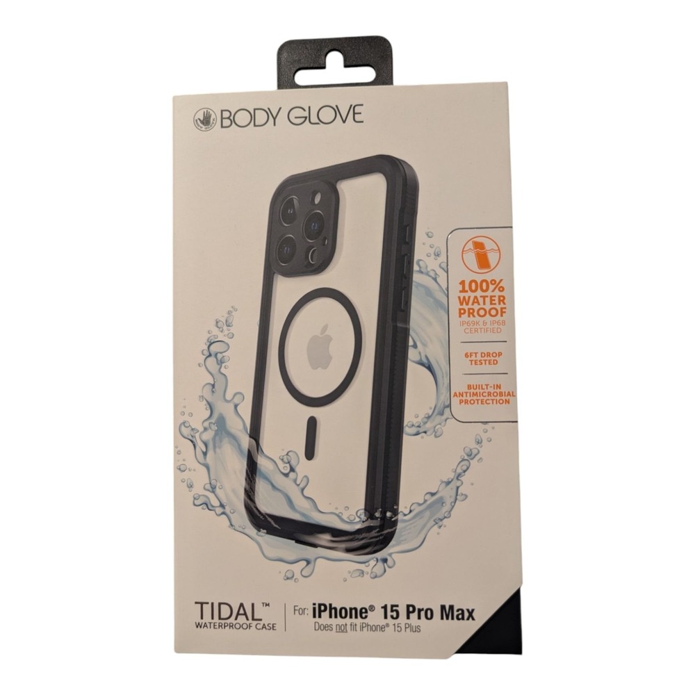 D7. Body Glove Tidal Waterproof W/MagSafe Case - iPhone 15 Pro Max - Clear/Black